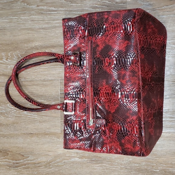 Anne Klein Reptile Textured Large Shoulder Bag / Tote Retro Soft Travel Storage - Picture 11 of 11